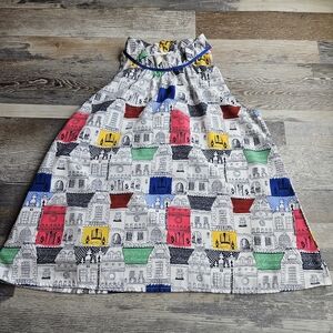 Janie And Jack Girl's Size 12 City Print Ruffle Mock Neck Sleeveless Top